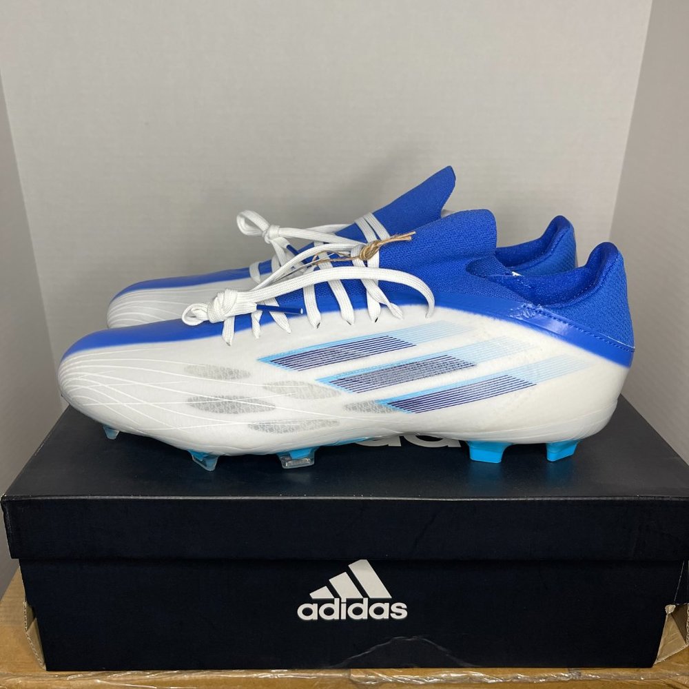 NEW MEN'S ADIDAS X SPEEDFLOW.2 FG GW7474 SOCCER CLEATS SIZE 13 BLUE/WHITE